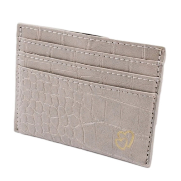 Light Gray Croc Embossed Card Holder - Picture 1 of 4